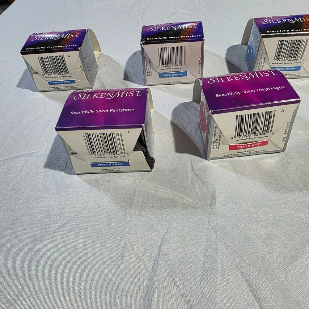 Lot 5 L'eggs Silken Mist Pantyhose & Thigh Highs Size B Control Top Sheer Toe